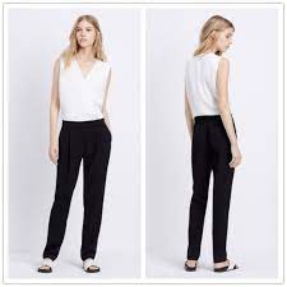 Vince. stylish jumpsuit wrap front  black bottom and a crisp white top size 6